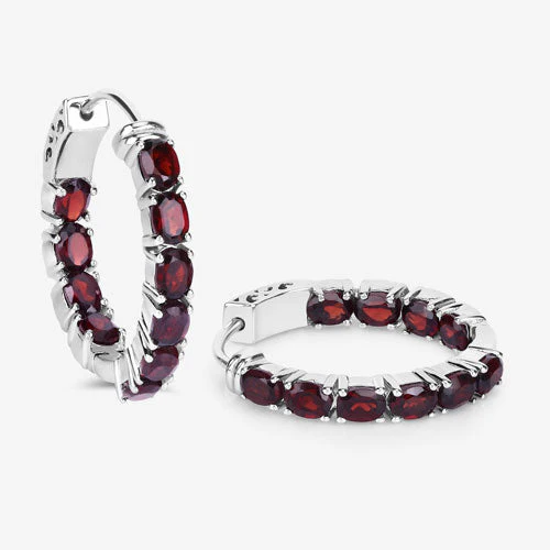 4.00 Carat Genuine Garnet .925 Sterling Silver Earrings - Image 10