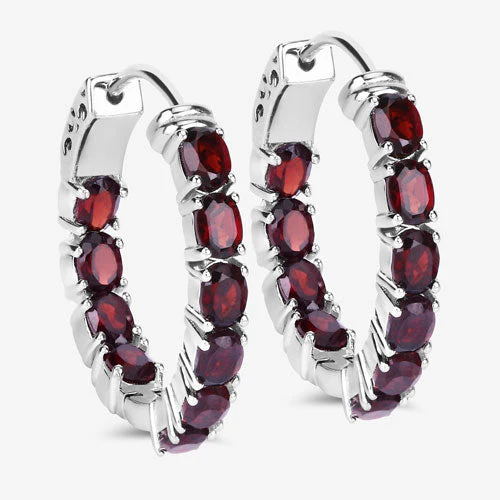 4.00 Carat Genuine Garnet .925 Sterling Silver Earrings - Image 12