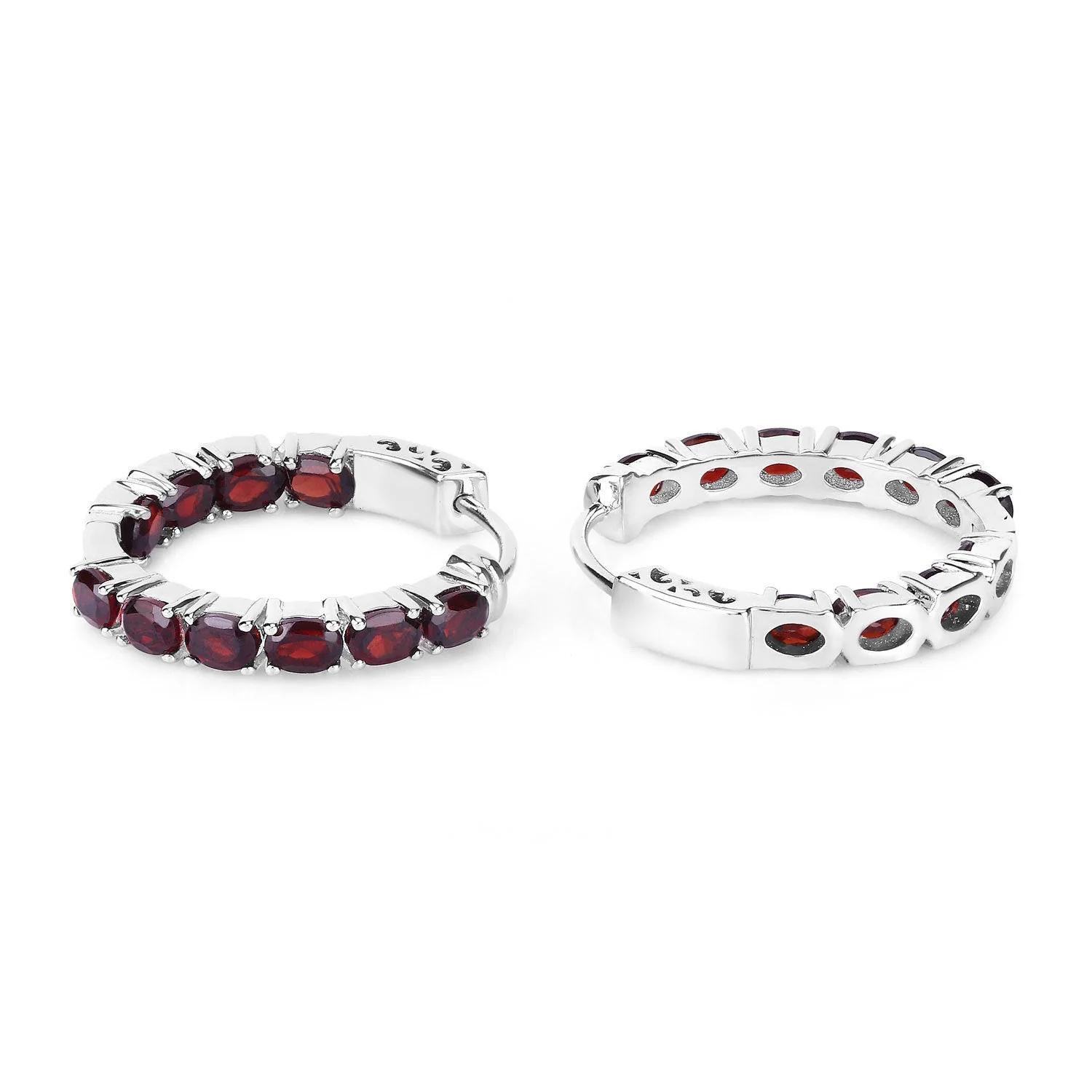 4.00 Carat Genuine Garnet .925 Sterling Silver Earrings - Image 3