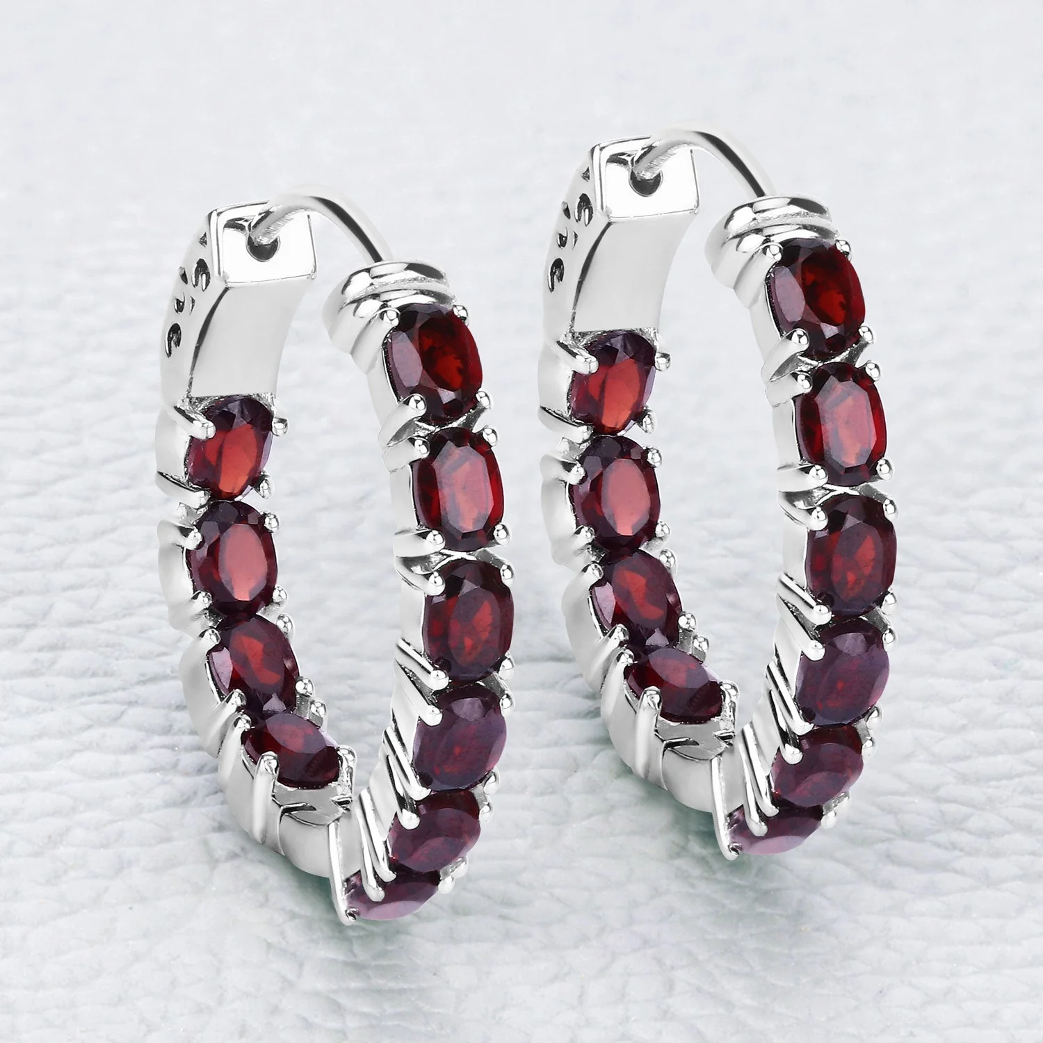 4.00 Carat Genuine Garnet .925 Sterling Silver Earrings - Image 4