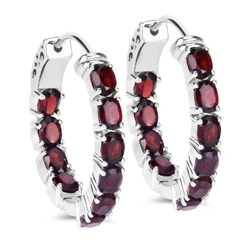 4.00 Carat Genuine Garnet .925 Sterling Silver Earrings - Image 5
