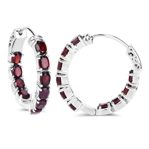 4.00 Carat Genuine Garnet .925 Sterling Silver Earrings - Image 6