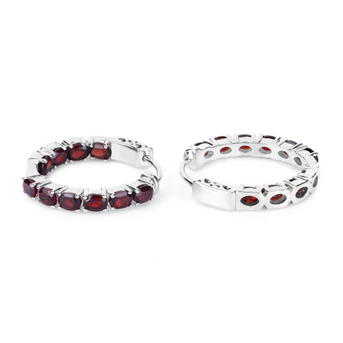 4.00 Carat Genuine Garnet .925 Sterling Silver Earrings - Image 7