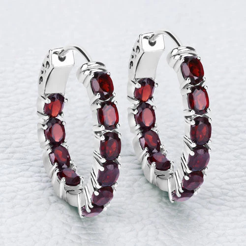 4.00 Carat Genuine Garnet .925 Sterling Silver Earrings - Image 8