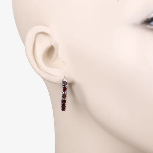 4.00 Carat Genuine Garnet .925 Sterling Silver Earrings - Image 9