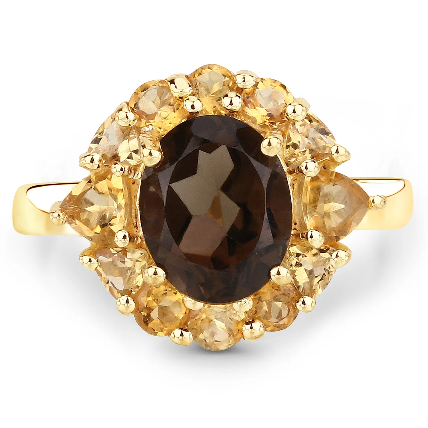 4.00 Carat Genuine Smoky Quartz and Citrine .925 Sterling Silver Ring - Image 3
