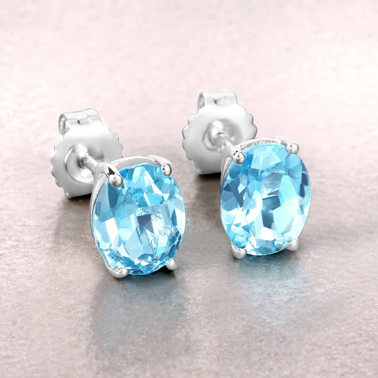 4.00 Carat Genuine Swiss Blue Topaz .925 Sterling Silver Earrings - Image 4