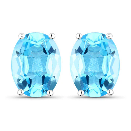 4.00 Carat Genuine Swiss Blue Topaz .925 Sterling Silver Earrings - Image 5