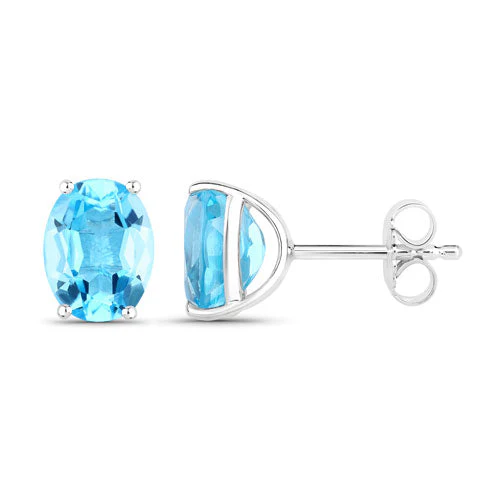 4.00 Carat Genuine Swiss Blue Topaz .925 Sterling Silver Earrings - Image 6