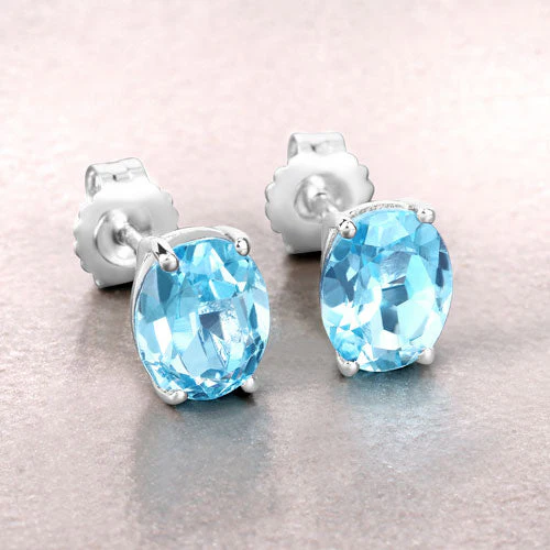 4.00 Carat Genuine Swiss Blue Topaz .925 Sterling Silver Earrings - Image 8