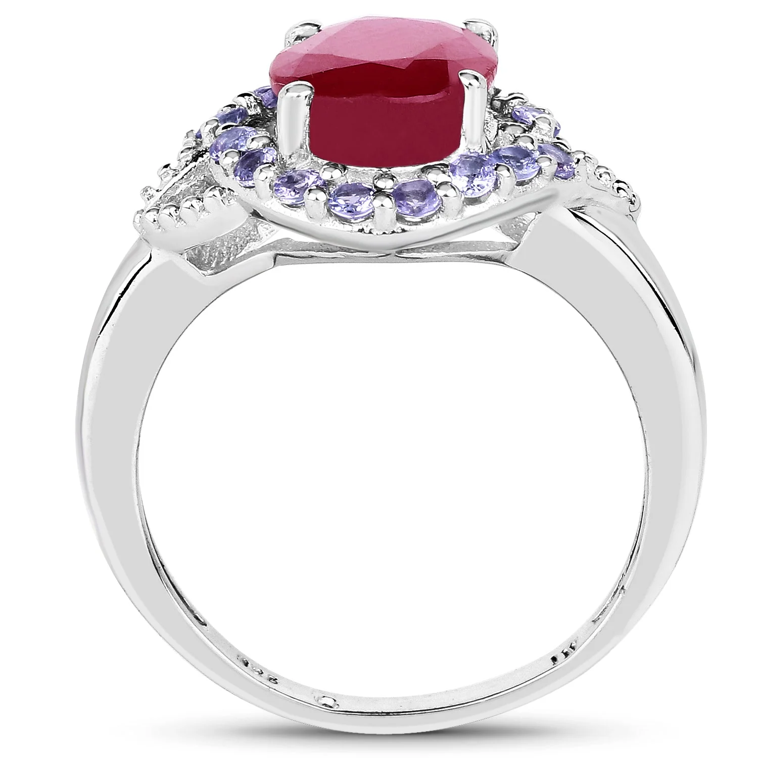 4.03 Carat Genuine Glass Filled Ruby & Tanzanite .925 Sterling Silver Ring - Image 2