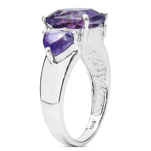 4.10 Carat Genuine Amethyst .925 Sterling Silver Ring - Image 2