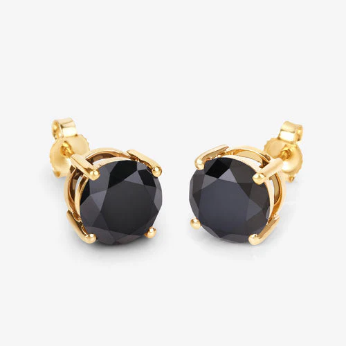 4.12 Carat Genuine Black Diamond 14K Yellow Gold Earrings - Image 11