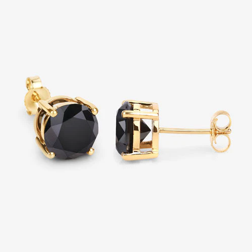 4.12 Carat Genuine Black Diamond 14K Yellow Gold Earrings - Image 12