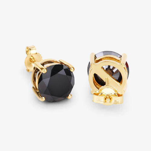 4.12 Carat Genuine Black Diamond 14K Yellow Gold Earrings - Image 13