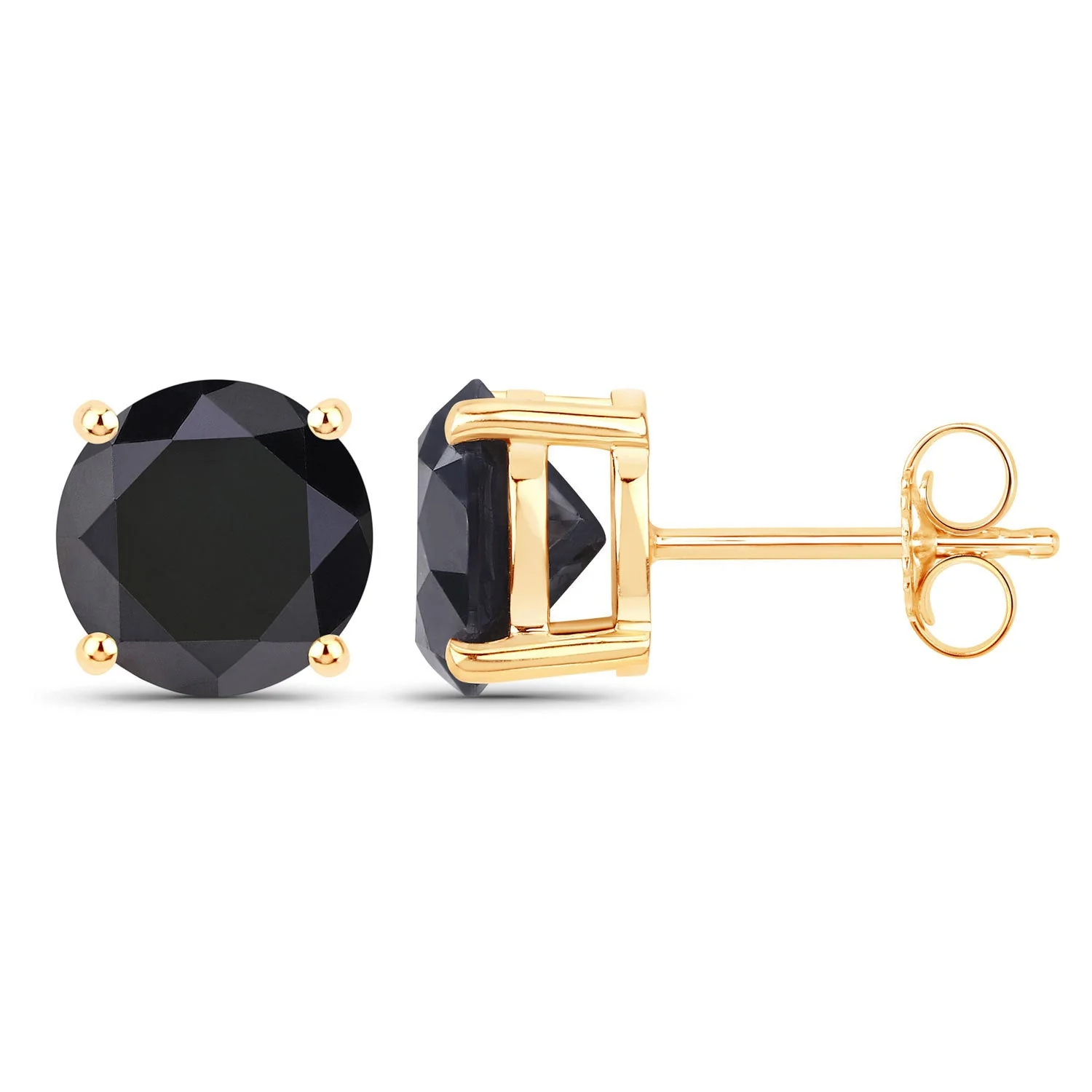 4.12 Carat Genuine Black Diamond 14K Yellow Gold Earrings - Image 2