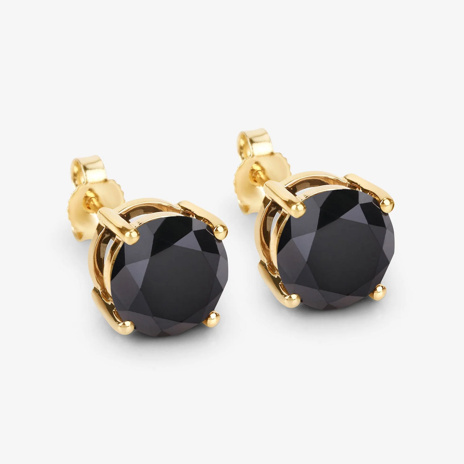4.12 Carat Genuine Black Diamond 14K Yellow Gold Earrings - Image 4