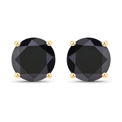 4.12 Carat Genuine Black Diamond 14K Yellow Gold Earrings - Image 5