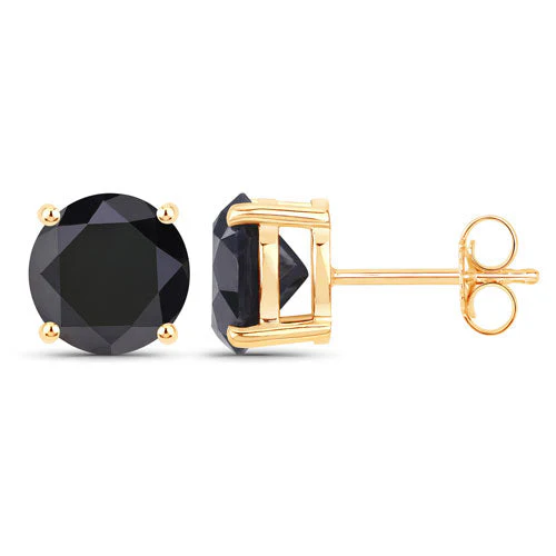 4.12 Carat Genuine Black Diamond 14K Yellow Gold Earrings - Image 6