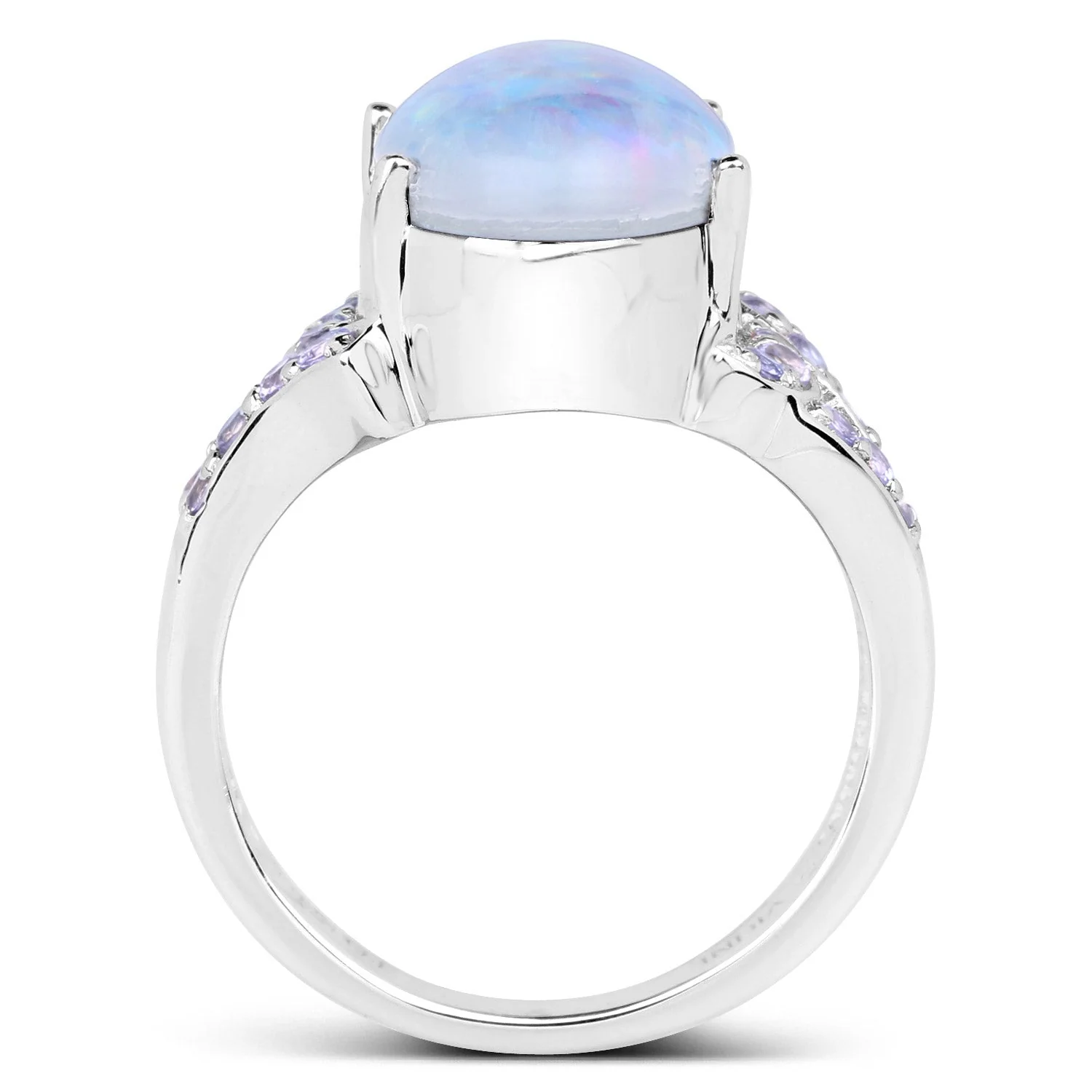 4.12 Carat Genuine Triplet Opal and Tanzanite .925 Sterling Silver Ring - Image 2