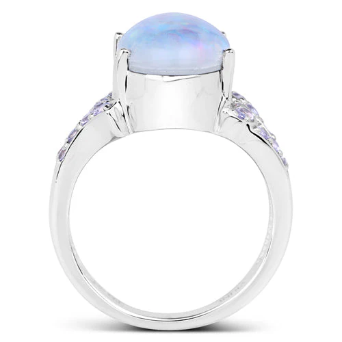 4.12 Carat Genuine Triplet Opal and Tanzanite .925 Sterling Silver Ring - Image 5