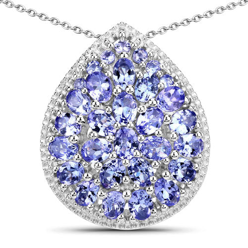 4.16 Carat Genuine Tanzanite .925 Sterling Silver Pendant - Image 3