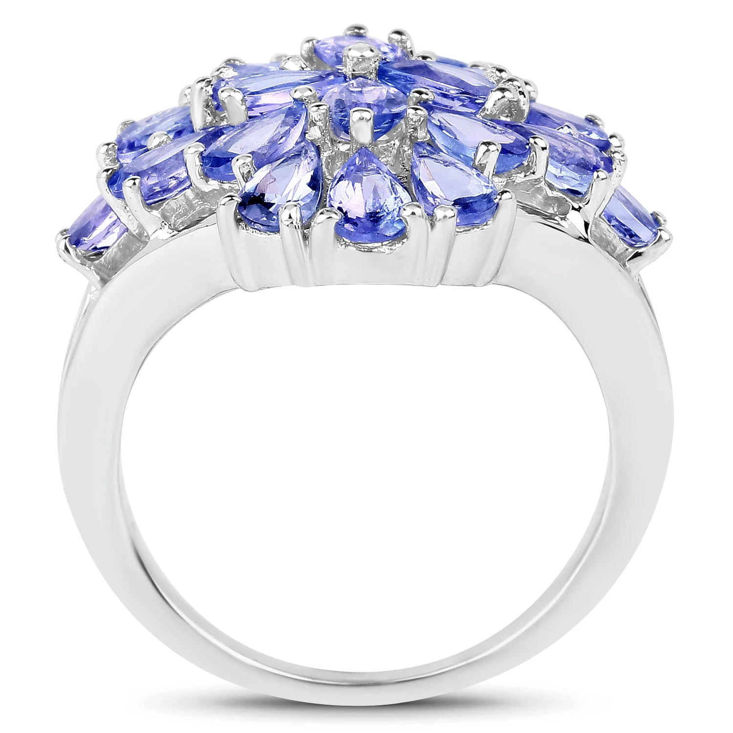 4.20 Carat Genuine Tanzanite .925 Sterling Silver Ring - Image 2