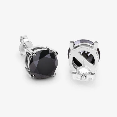 4.25 Carat Genuine Black Diamond 14K White Gold Earrings - Image 12