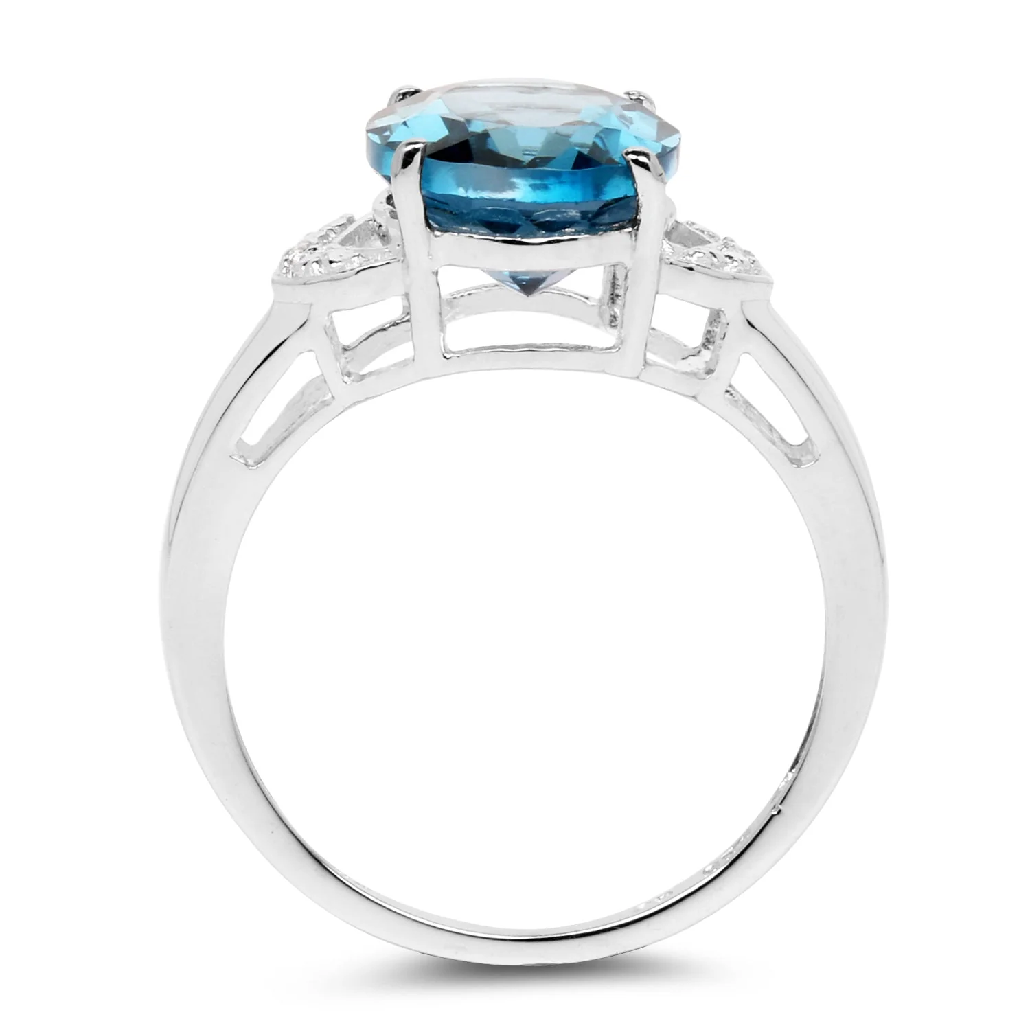 4.26 Carat Genuine London Blue Topaz & White Topaz .925 Sterling Silver Ring - Image 2