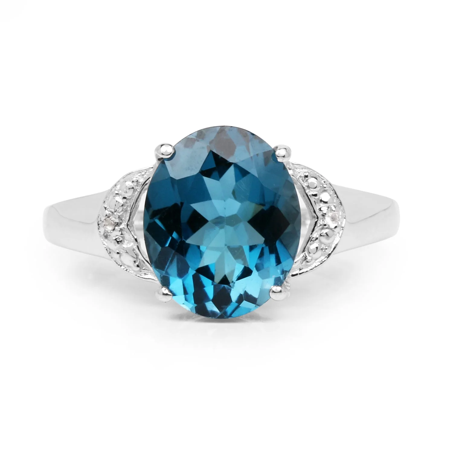 4.26 Carat Genuine London Blue Topaz & White Topaz .925 Sterling Silver Ring - Image 3