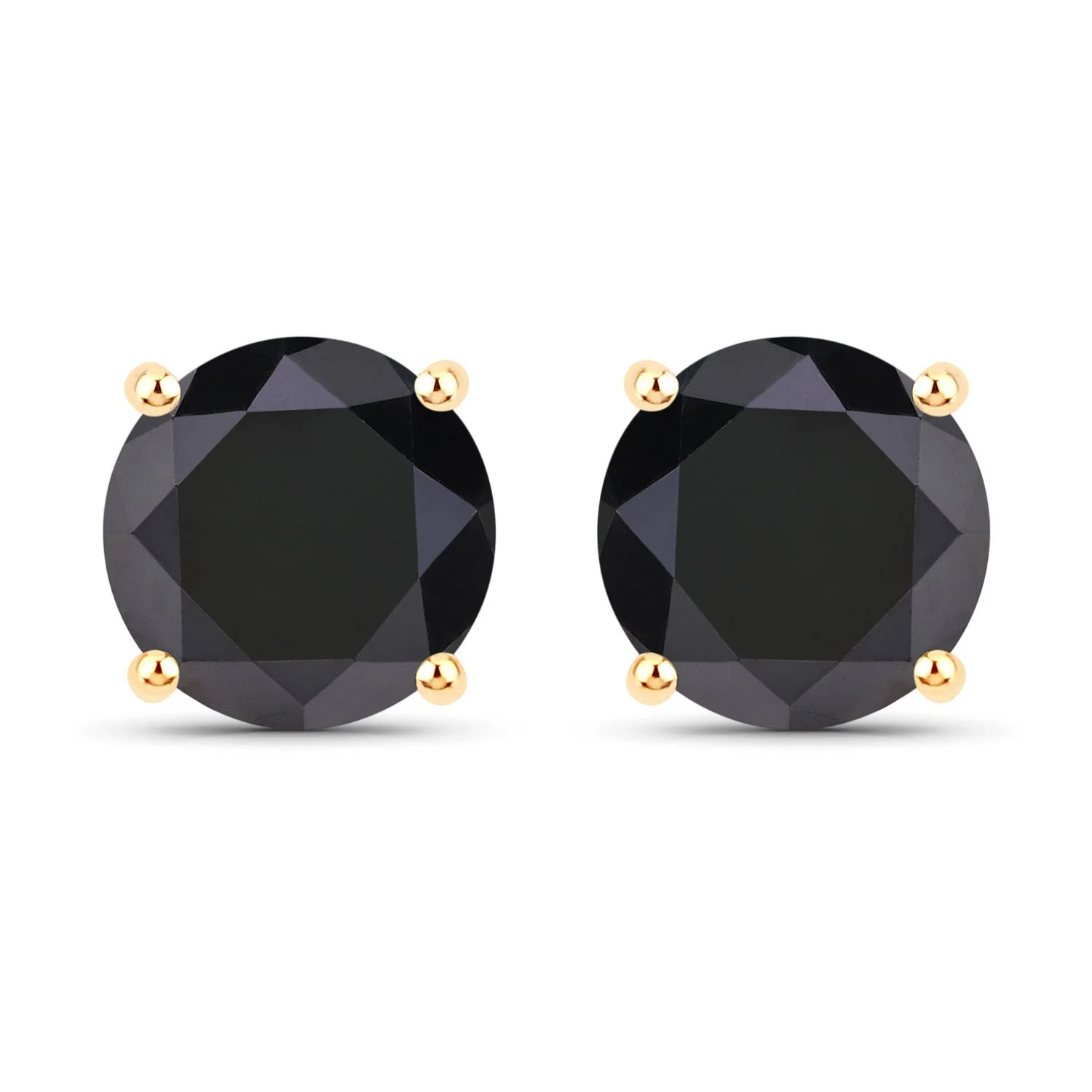 4.30 Carat Genuine Black Diamond 14K Yellow Gold Earrings