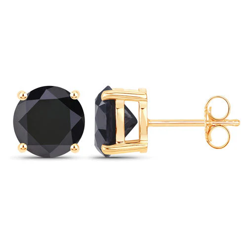 4.30 Carat Genuine Black Diamond 14K Yellow Gold Earrings - Image 6