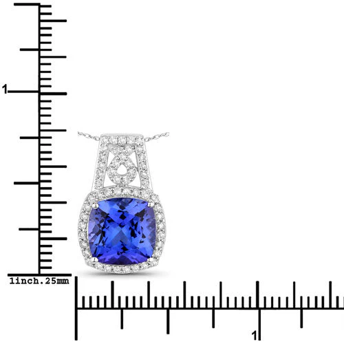 4.30 Carat Genuine Tanzanite and White Diamond 14K White Gold Pendant - Image 3