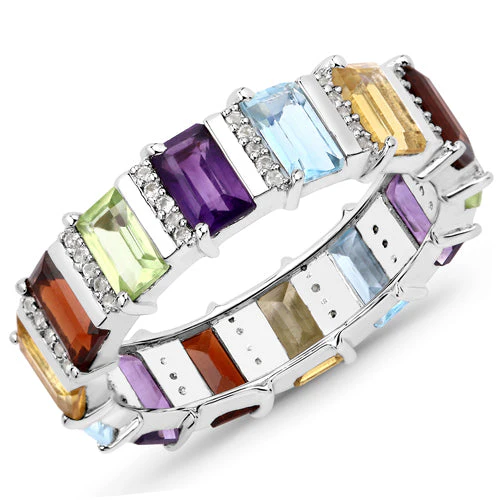 4.31 Carat Genuine Multi Stones .925 Sterling Silver Ring - Image 2