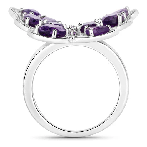 4.32 Carat Genuine Amethyst .925 Sterling Silver Ring - Image 6