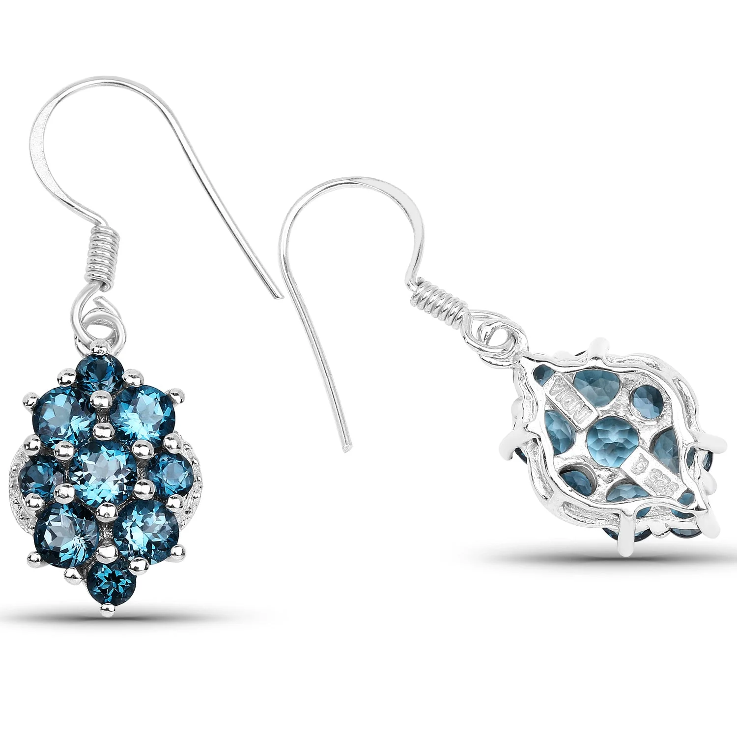 4.32 Carat Genuine London Blue Topaz .925 Sterling Silver Earrings - Image 2
