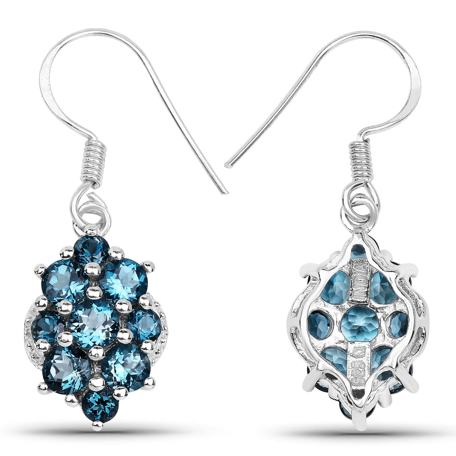 4.32 Carat Genuine London Blue Topaz .925 Sterling Silver Earrings - Image 3