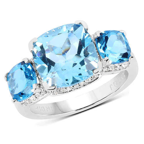 4.40 Carat Blue Topaz Ring with 2.70 Carat Multi-Gems in Sterling Silver - Image 4