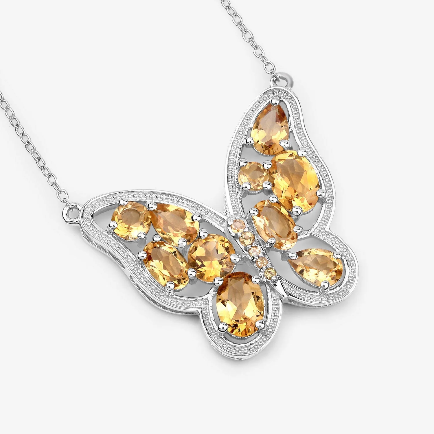4.43 Carat Genuine Citrine .925 Sterling Silver Necklace - Image 4