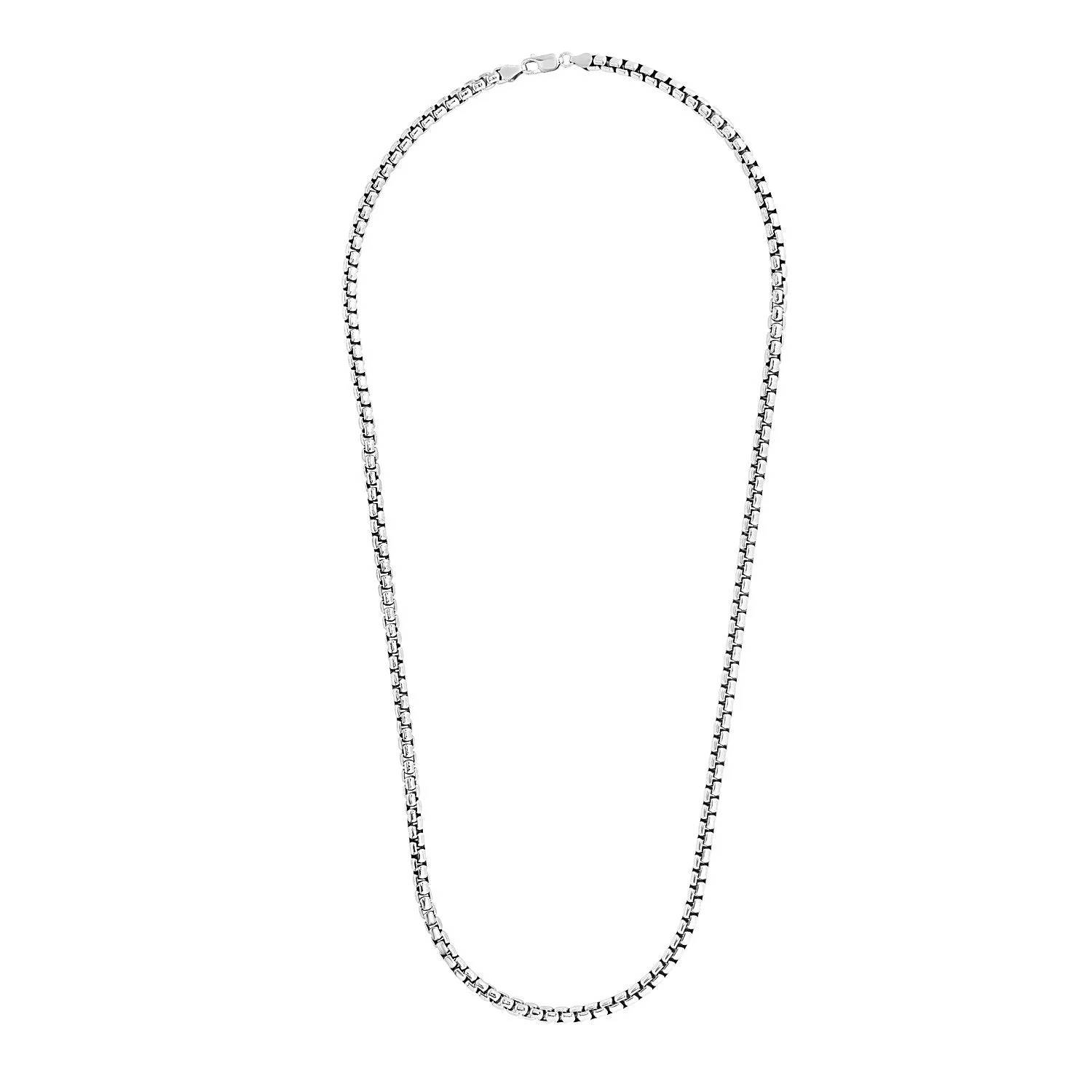 4.4mm Sterling Silver Rhodium Plated Round Box Chain - Image 2