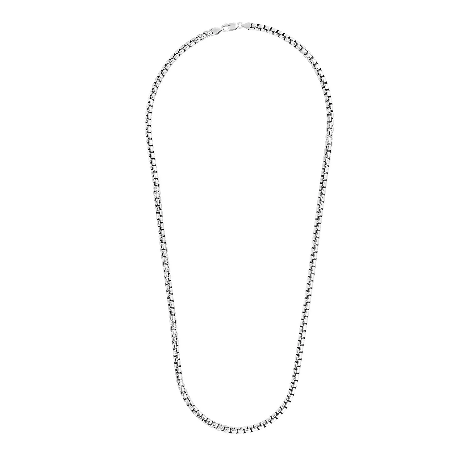 4.4mm Sterling Silver Rhodium Plated Round Box Chain - Image 6