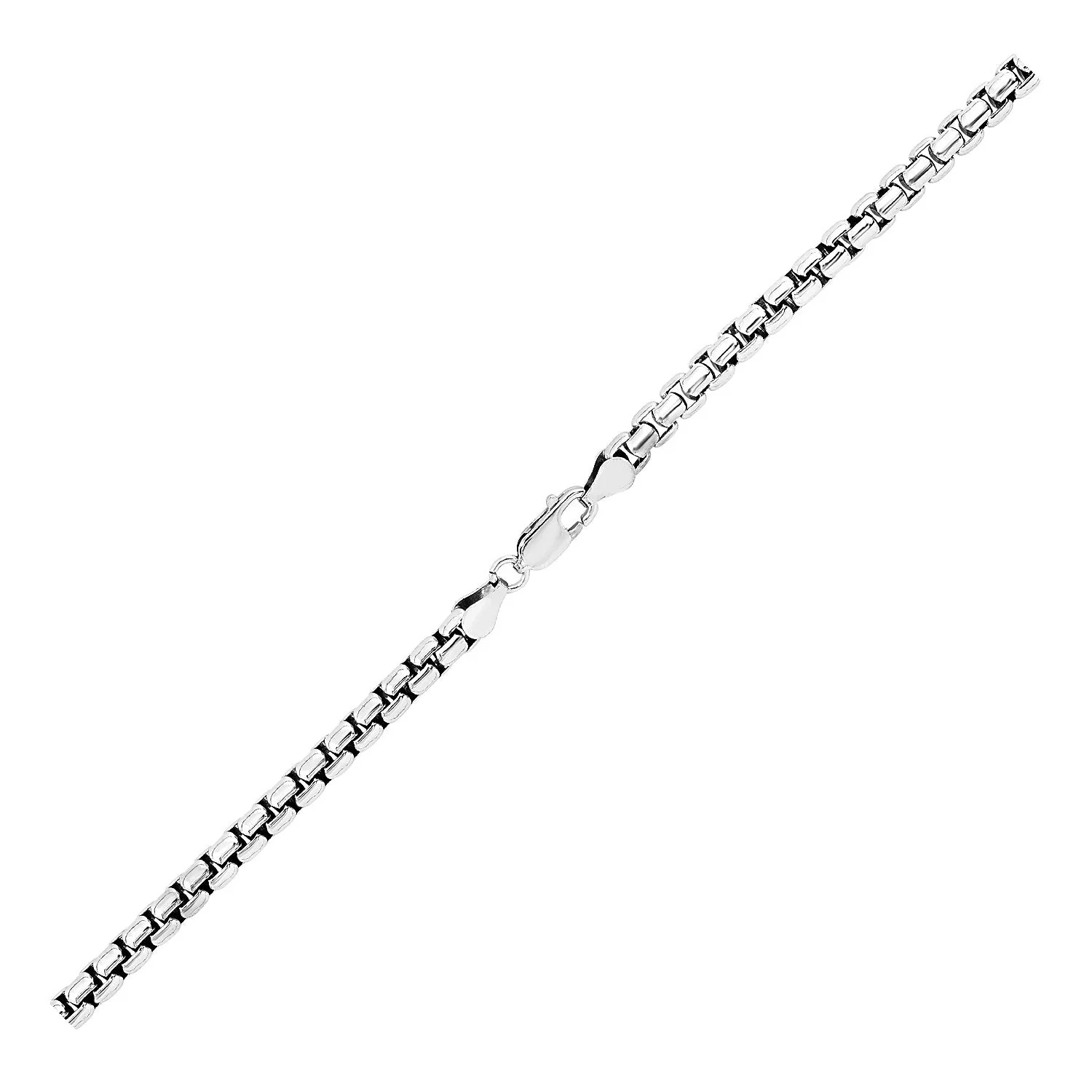 4.4mm Sterling Silver Rhodium Plated Round Box Chain - Image 7