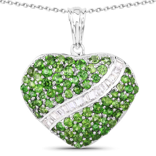 4.51 Carat Genuine Chrome Diopside and White Topaz .925 Sterling Silver Pendant - Image 3
