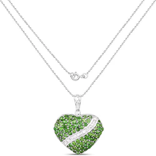 4.51 Carat Genuine Chrome Diopside and White Topaz .925 Sterling Silver Pendant - Image 4