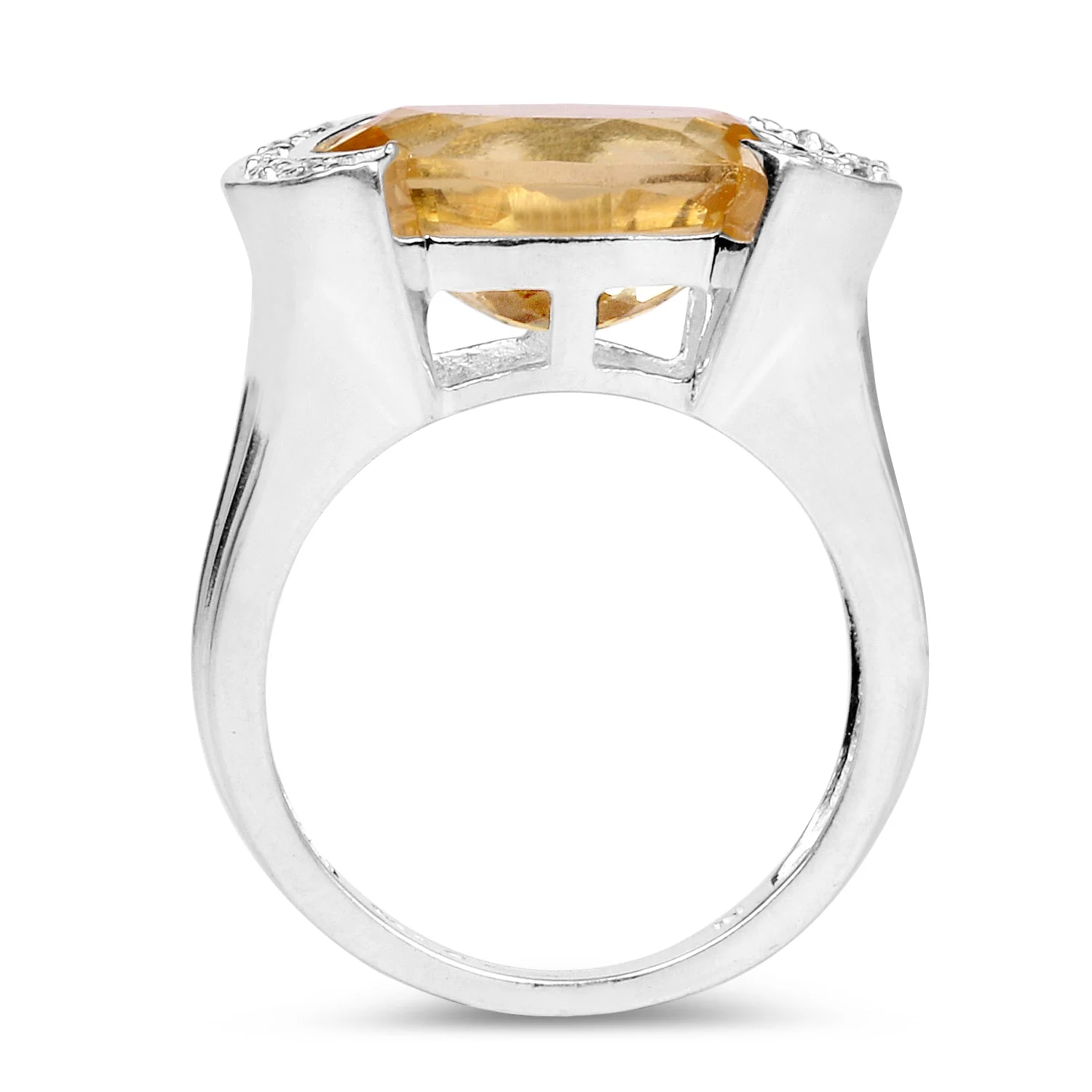 4.55 Carat Genuine Citrine and White Diamond .925 Sterling Silver Ring - Image 2