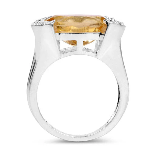 4.55 Carat Genuine Citrine and White Diamond .925 Sterling Silver Ring - Image 5