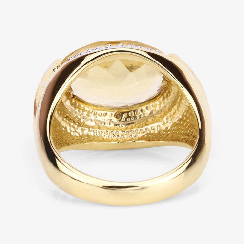 4.56 Carat Genuine Citrine and White Diamond .925 Sterling Silver Ring - Image 10