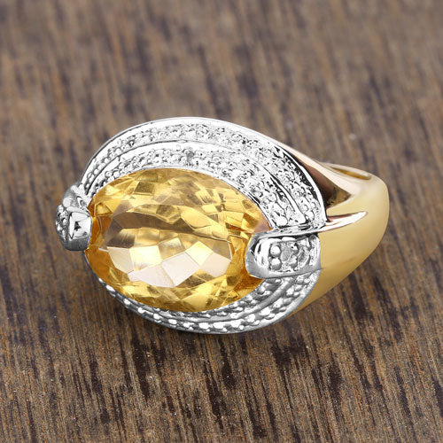 4.56 Carat Genuine Citrine and White Diamond .925 Sterling Silver Ring - Image 13