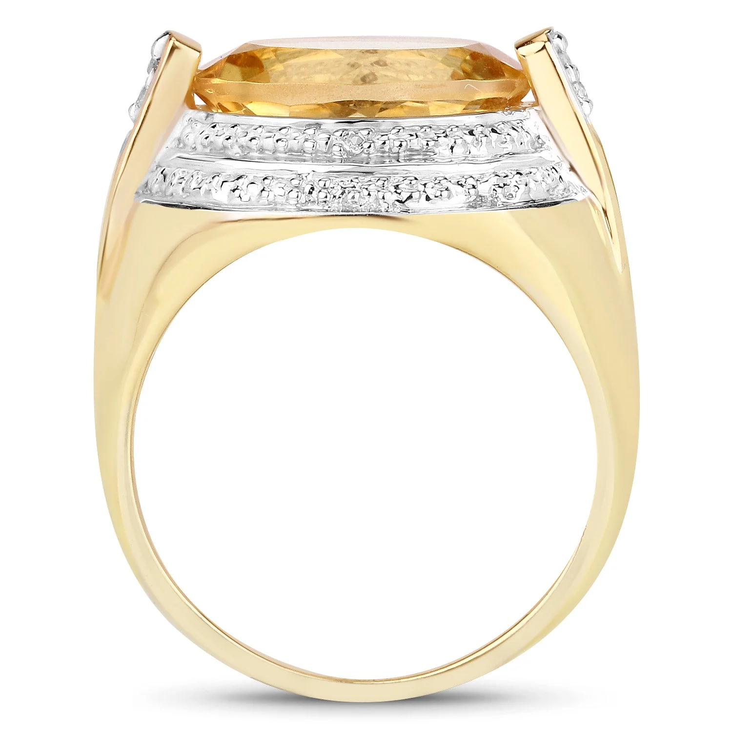 4.56 Carat Genuine Citrine and White Diamond .925 Sterling Silver Ring - Image 2