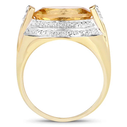 4.56 Carat Genuine Citrine and White Diamond .925 Sterling Silver Ring - Image 6